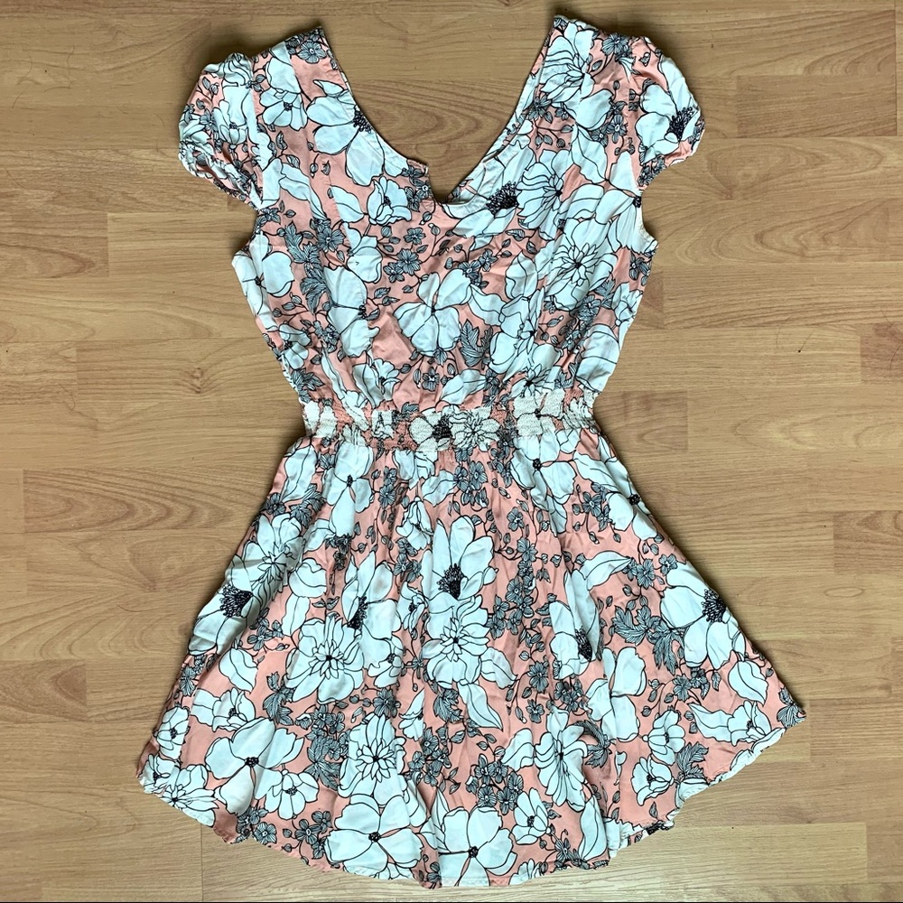 Glam & Fame Coral & White Spring Floral Dress